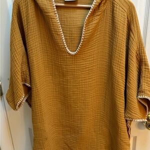 Parachute Mustard Poncho with White Detailing